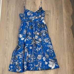 J. Crew Blue Floral Midi Sundress with Spaghetti Straps